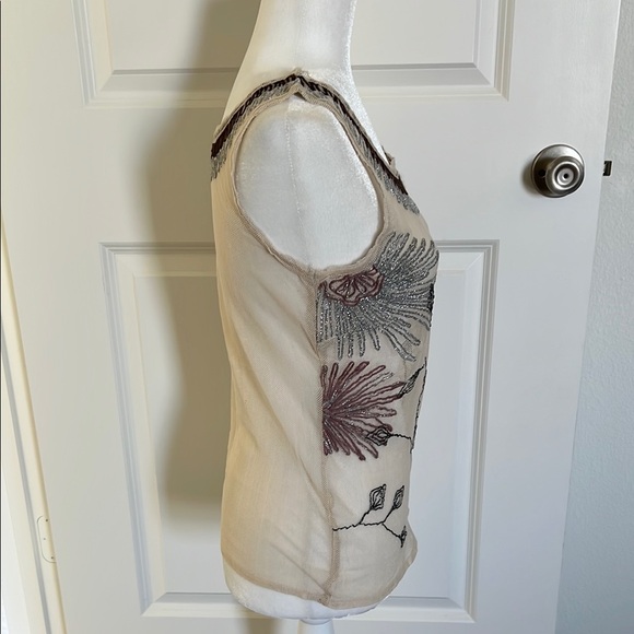 EUC Project Alabama Cream Sheer Embroidered Tank Top - Small - Picture 4 of 9